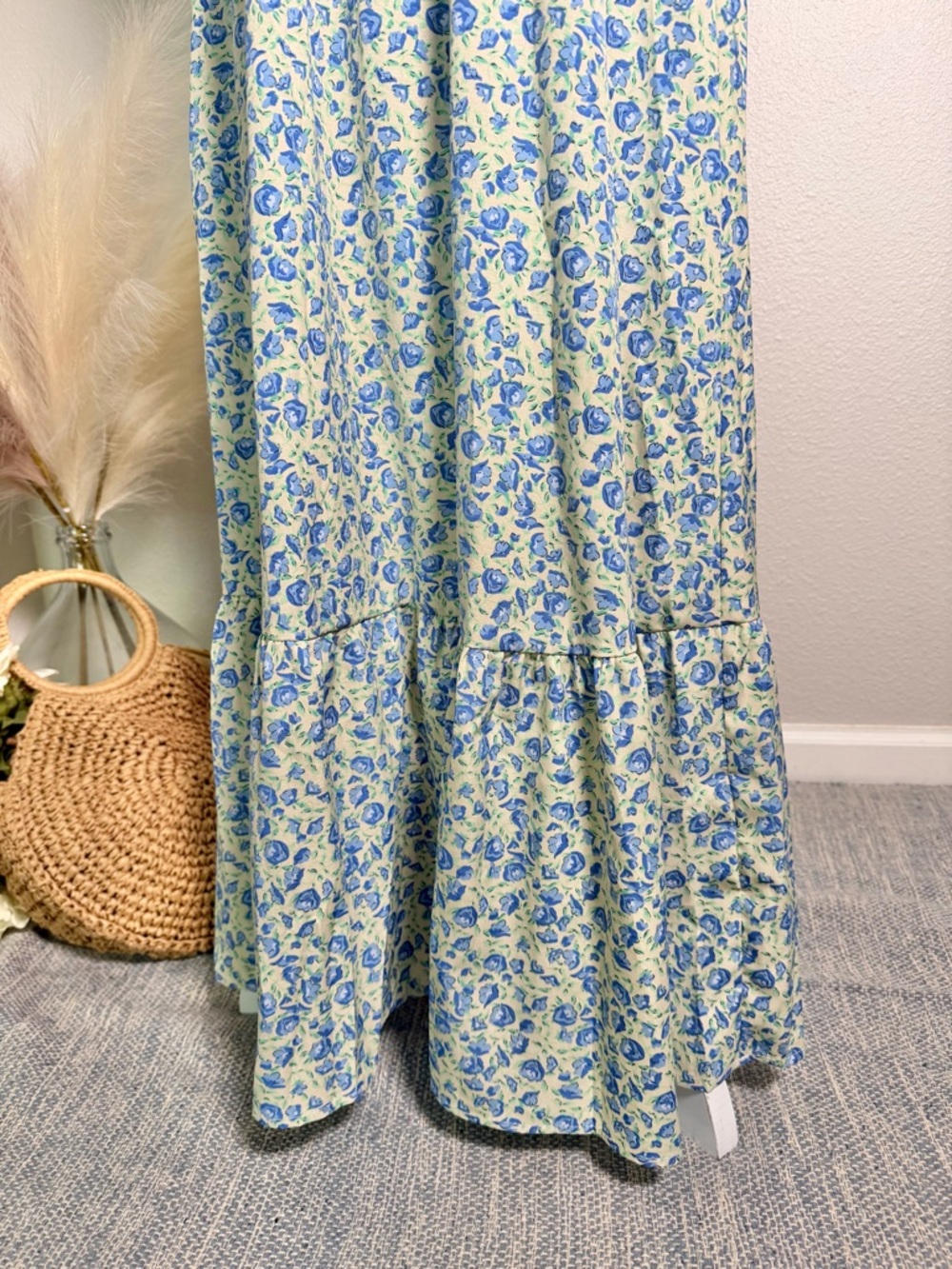 Blue Floral Sundress with Smocked Bodice - Picture 5 of 12